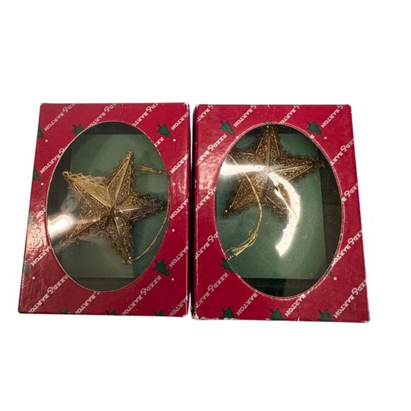 Reed & Barton Other - Reed & Barton Gold-Tone Filigree Star Ornaments Set Of 2 With Boxes